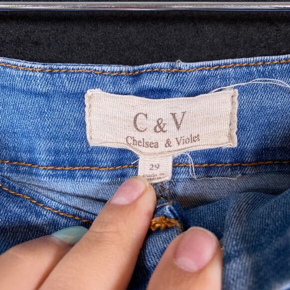 Chelsea & Violet Womens Jeans Blue Button Fly Cropped Capris Stretch 29 - Picture 4 of 12
